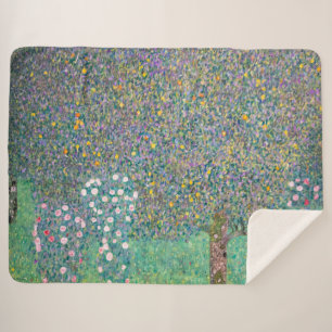 Manta Sherpa Gustav Klimt - Rosebushes bajo los árboles