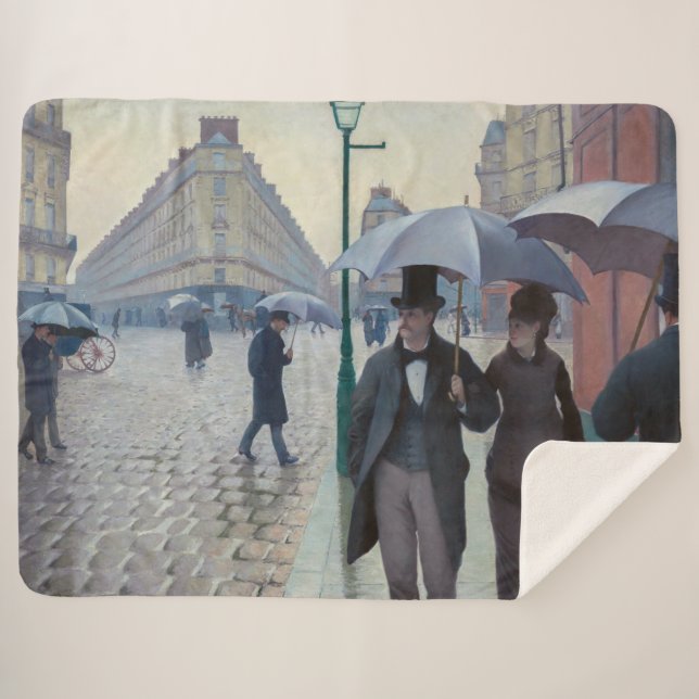 Manta Sherpa Gustave Caillebotte - Paris Street; Rainy Day (Anverso (horizontal))