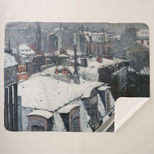 Manta Sherpa Gustave Caillebotte - Techos en la nieve (Anverso (horizontal))