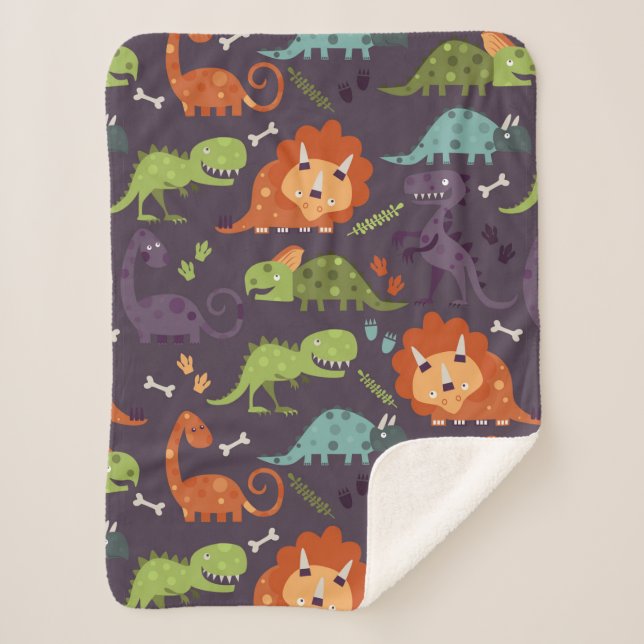 Manta Sherpa Habitación Cute Dinosaurs Pattern Boys (Anverso)