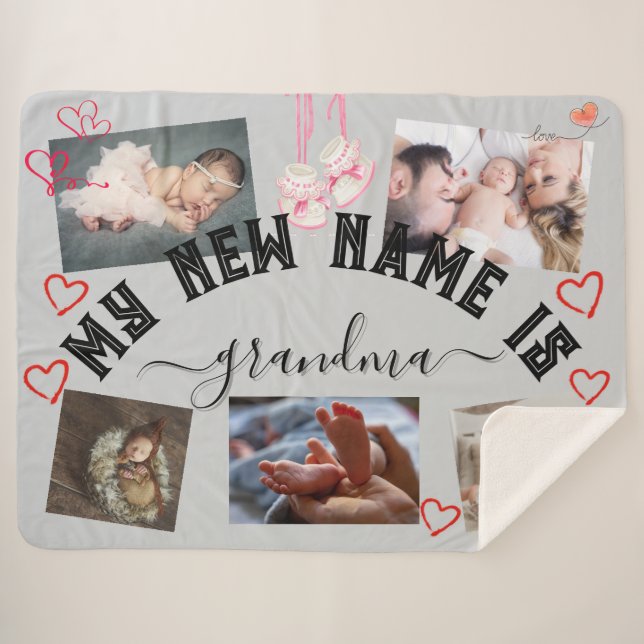 Manta Sherpa ✨ HACER A Su Propio Personalizado MI NUEVO NOMBRE  (Anverso (horizontal))