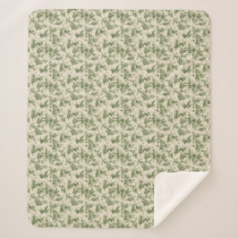Manta Sherpa Hadas del Bosque Verde Patrón Toile de Jouy