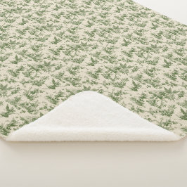 Manta Sherpa Hadas del Bosque Verde Patrón Toile de Jouy