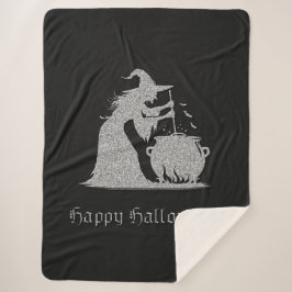 Manta Sherpa Halloween de Brujas y Calderones Plateados
