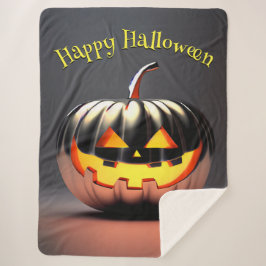 Manta Sherpa Halloween de calabaza brillante
