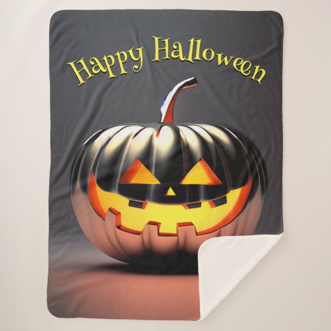 Manta Sherpa Halloween de calabaza brillante (Anverso)