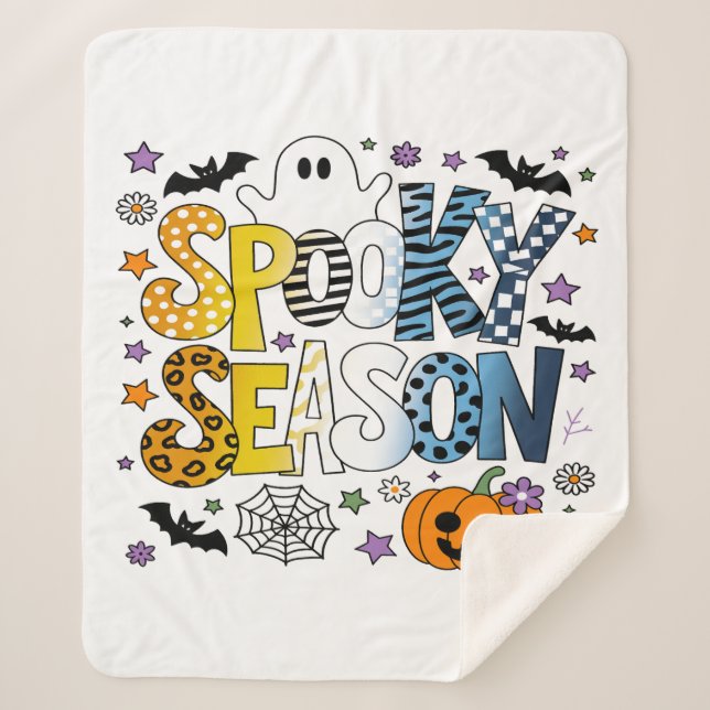 Manta Sherpa Halloween de temporada espeluznante de AroAce (Anverso)