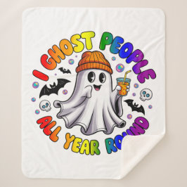 Manta Sherpa Halloween divertida del arco iris LGBTQ - Ghost Pe