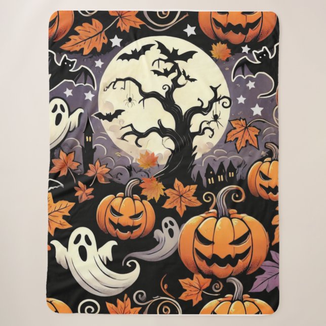 Manta Sherpa Halloween/otoño/otoño (Anverso)