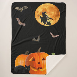 Manta Sherpa Halloween Scene Sherpa Blanket
