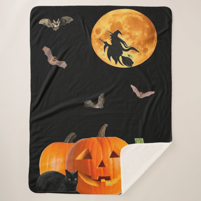 Manta Sherpa Halloween Scene Sherpa Blanket (Anverso)