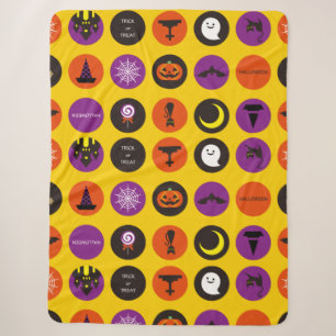 Manta Sherpa Halloween Whimsical Cute Pattern Amarillo