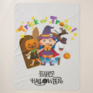 Manta Sherpa Halloween Whimsical Cute Witch Chica
