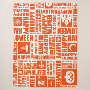 Manta Sherpa Halloween Whimsical Guay Typography Pattern Naranj