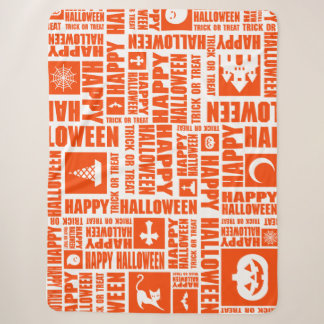 Manta Sherpa Halloween Whimsical Guay Typography Pattern Naranj