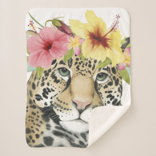 Manta Sherpa Halo tropical  Dulce guepardo