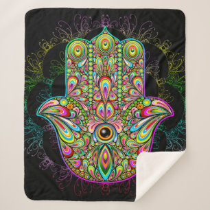 Manta Sherpa Hamsa Fatma Hand Psychedelic Art
