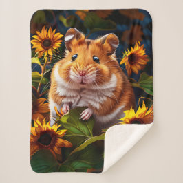 Manta Sherpa Hamster entre girasoles