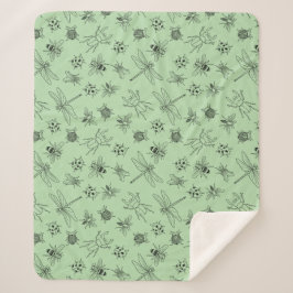 Manta Sherpa Hand-Drawn Cartoon Insects Pattern Throw Blanket