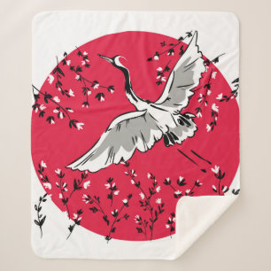 Manta Sherpa Hand drawn Crane bird, Graphic illustration bird a
