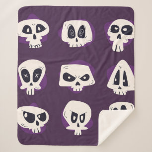 Manta Sherpa Hand drawn flat dia de muertos skulls collection s
