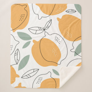 Manta Sherpa Hand drawn Lemons background. Seamless pattern wit