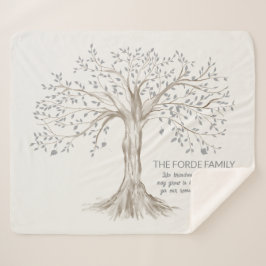 Manta Sherpa Hand Drawn Tree Personalized Family Quote Ivory