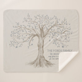 Manta Sherpa Hand Drawn Tree Personalized Quote Gray Beige