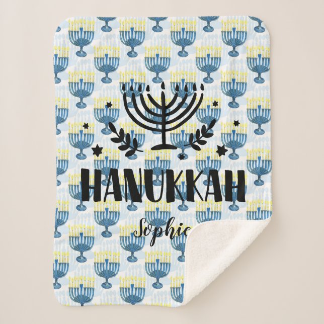 Manta Sherpa Hanukkah Personalizado Sherpa Blanket (Anverso)