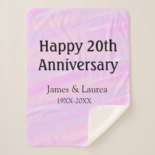 Manta Sherpa Happy 20th anniversary pink purple pastel name bol (Anverso)