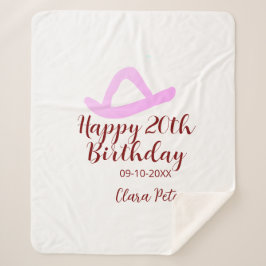 Manta Sherpa Happy 20th birthday pink cowboy girl name date sim