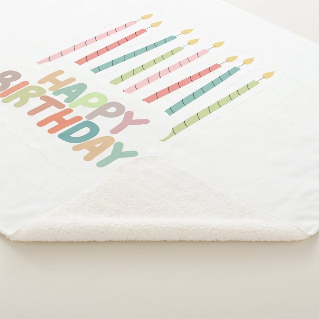 Manta Sherpa Happy Birthday with Candles Sherpa Blanket (3/4)