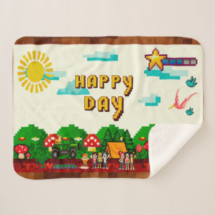 Manta Sherpa Happy day videogames sherpa blanket