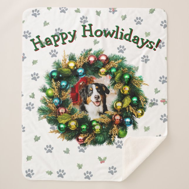 Manta Sherpa Happy Howlidays Photo Image (Anverso)