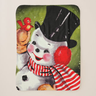 Manta Sherpa Happy Snowman Vintage