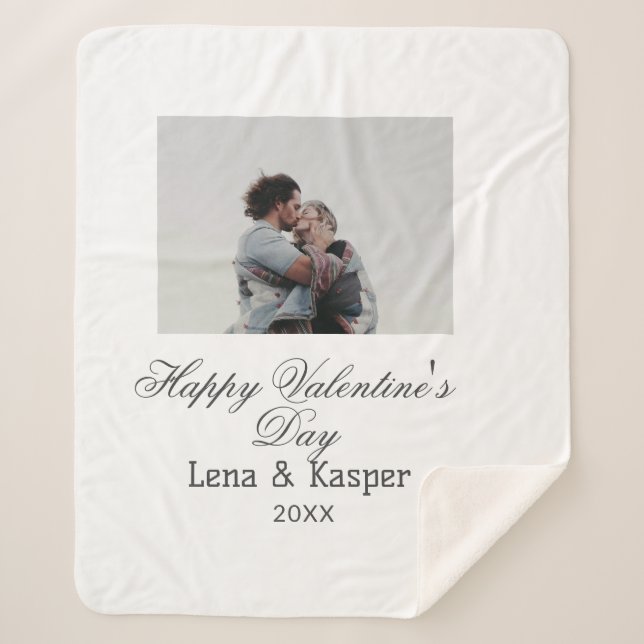 Manta Sherpa Happy Valentine's day couple photo modern simple t (Anverso)