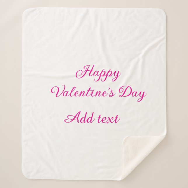 Manta Sherpa Happy Valentine's day pink text name message (Anverso)
