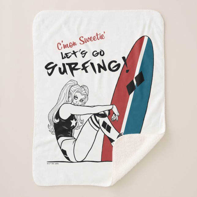 Manta Sherpa Harley Quinn - Vamos a practicar surf (Anverso)