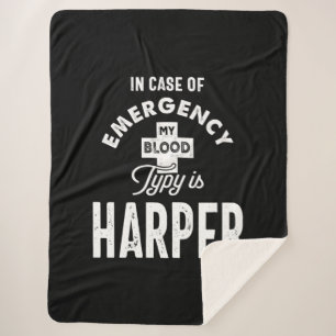 Manta Sherpa Harper Nombre Personalizado Regalo de Cumpleaños