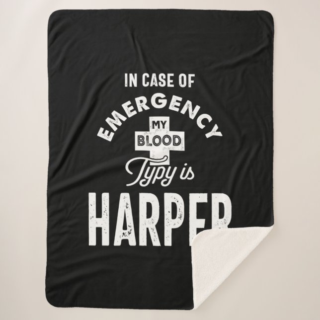 Manta Sherpa Harper Nombre Personalizado Regalo de Cumpleaños (Anverso)