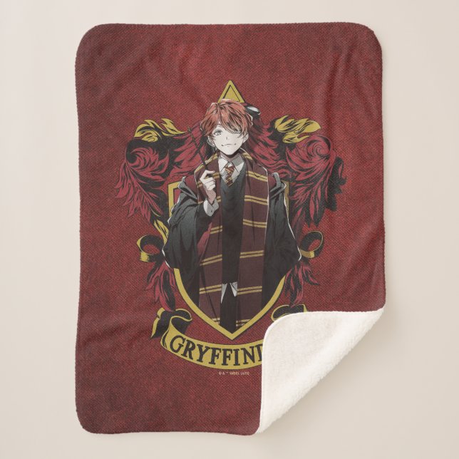 Manta Sherpa HARRY POTTER™ | Anime Ron Weasley House Escudo (Anverso)