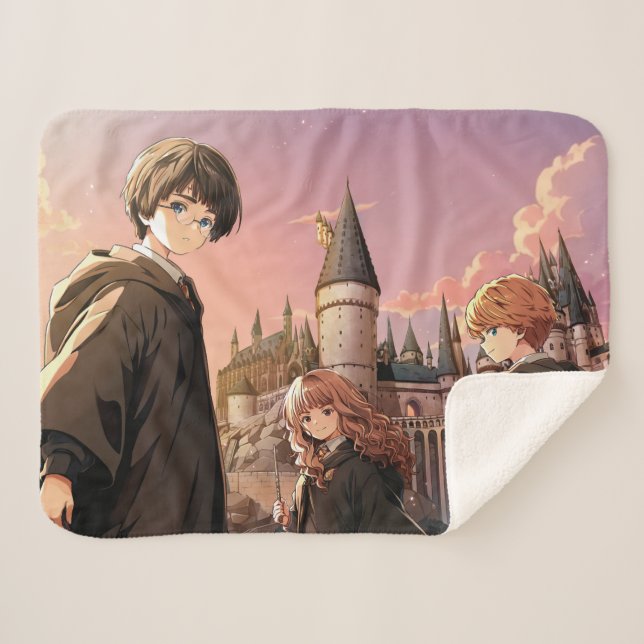 Manta Sherpa HARRY POTTER™ Hermione & Ron HOGWARTS™ Escena de A (Anverso (horizontal))