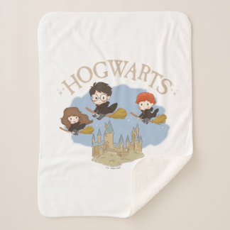 Manta Sherpa HARRY POTTER™, Hermione y Ron vuelan sobre HOGWART