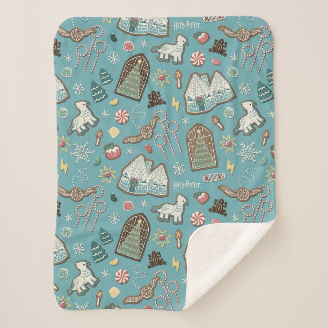 Manta Sherpa HARRY POTTER™ HOGWARTS™ Navidades Patrón de cookie (Anverso)