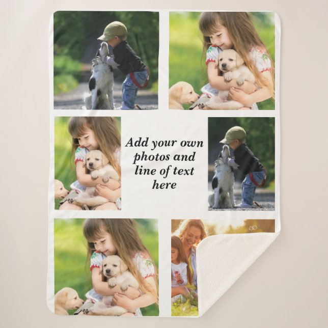 Manta Sherpa Haz tu propio collage de fotos y texto (Anverso)