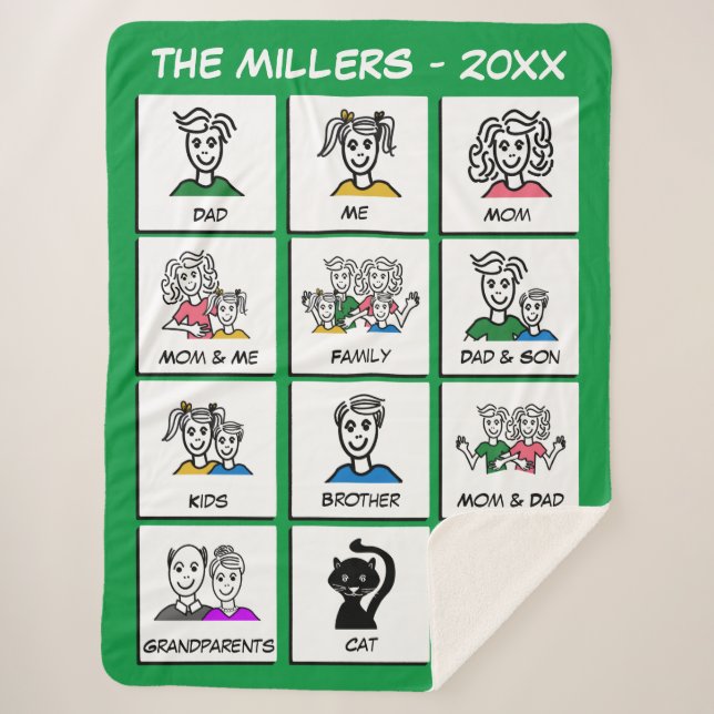 Manta Sherpa Haz tu propio Collage de la familia fotográfica in (Anverso)