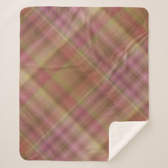 Manta Sherpa Hazy Garden Pink and Green Plaid (Anverso)