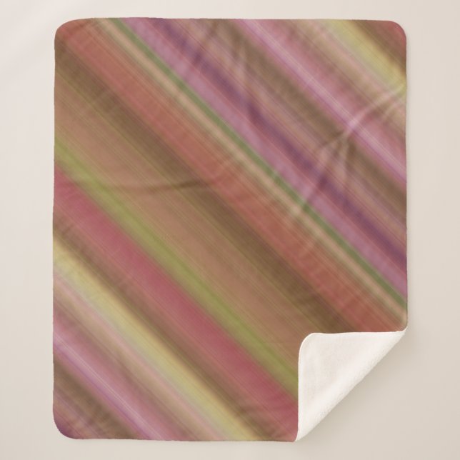 Manta Sherpa Hazy Garden Pink, Brown and Green Stripe (Anverso)