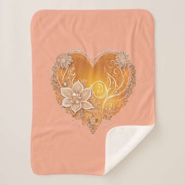 Manta Sherpa Heart Me on Naranja AI art (Anverso)