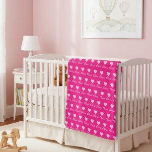 Manta Sherpa Heart Pattern Blanket for Girls – Personalized